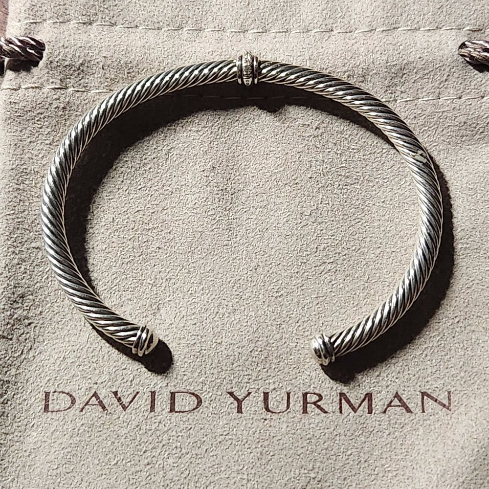 David Yurman Cable Station Bracelet with Diamonds, Size: Small